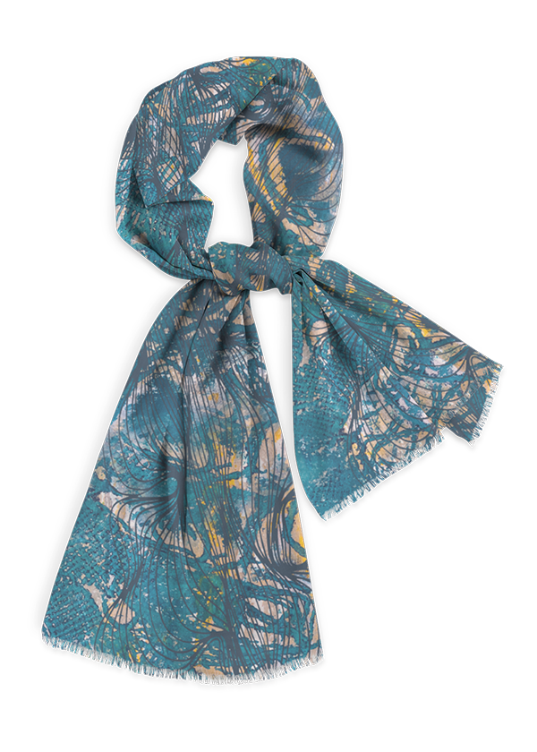 Blue Swirl scarf by Raya Dukhan - 100% Lenzing Modal 28 X 78