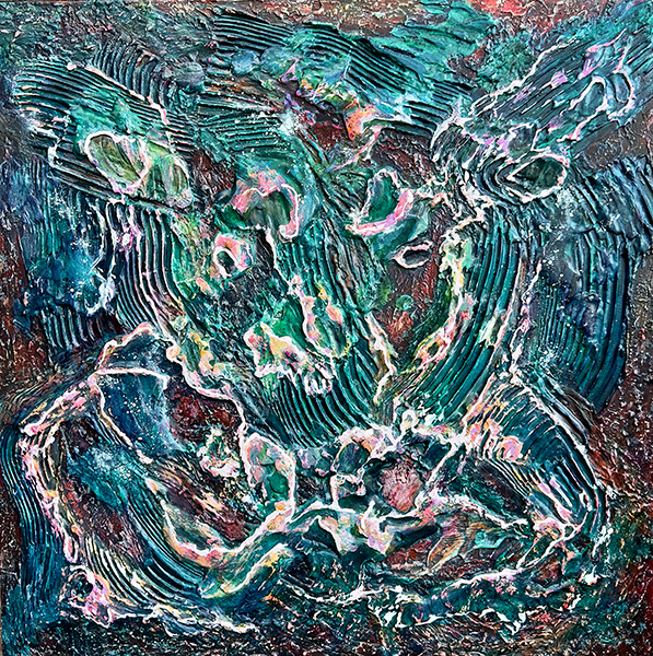 Bos Taurus by Raya Dukhan - mixed mixed media on canvas - 24 X 24