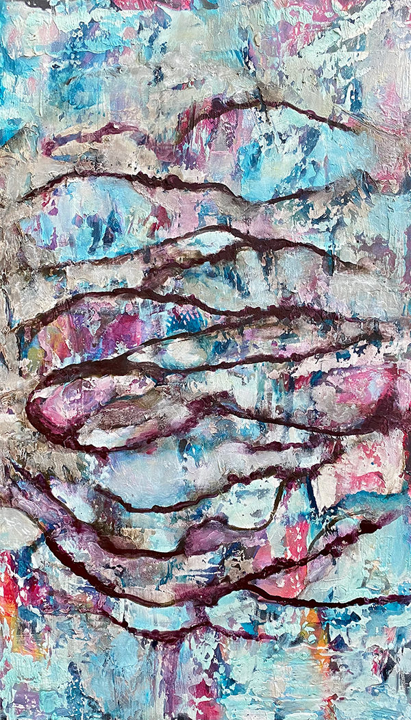 Jovial Stack by Raya Dukhan, connected series - mixed media on canvas - 18 X 24