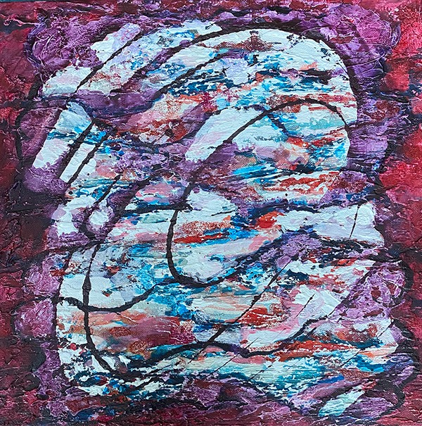 Which Way, by Raya Dukhan, connected series - mixed media on canvas - 12 X 12