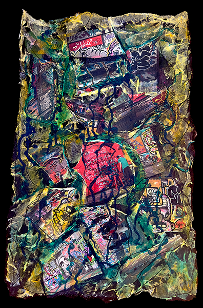 Leak Street, by Raya Dukhan, vanlife series - mixed media on paper - 18 X 24
