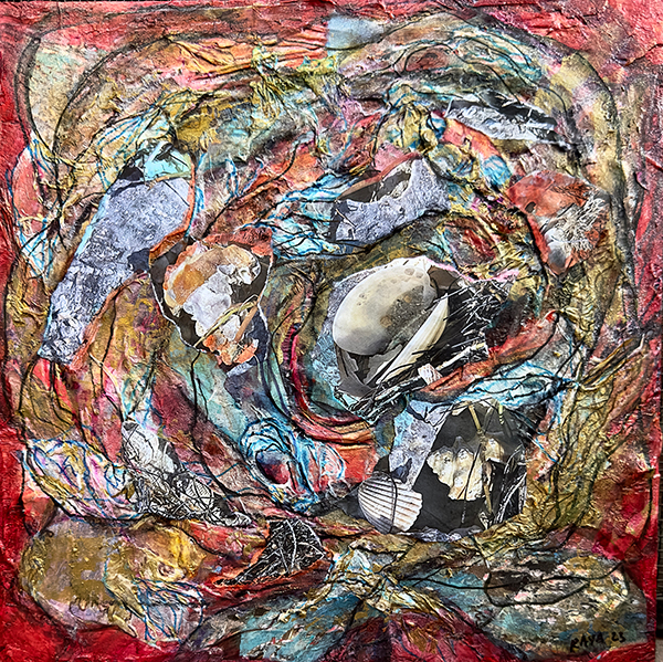 Seaside Nest II by Raya Dukhan - mixed media on canvas - 10 X 10